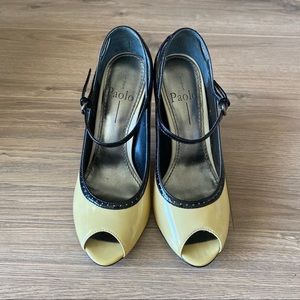 Linea Paolo Peep Toe Patent Leather Pumps